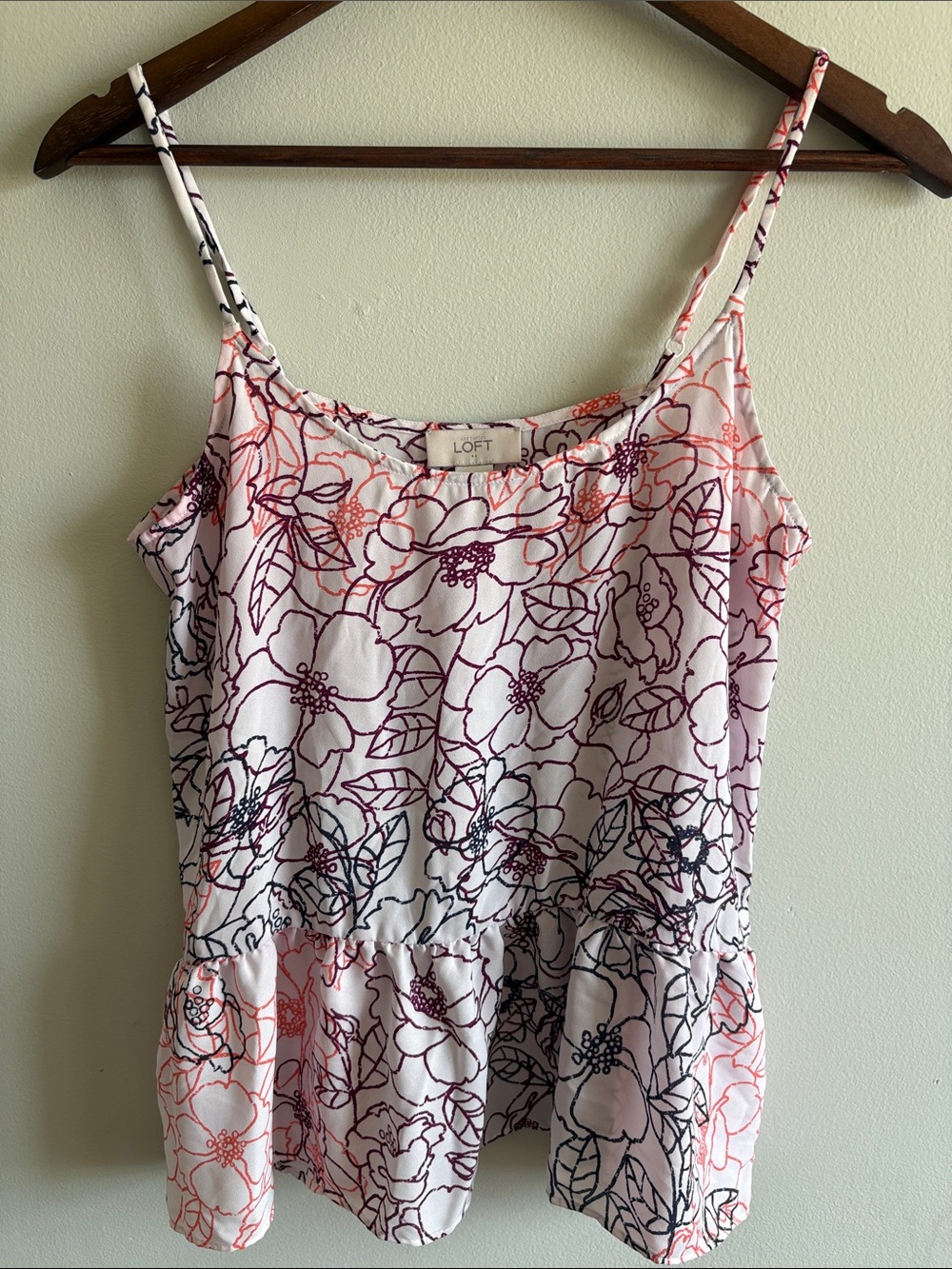 LOFT Floral‎ Peplum Cami Small Pink Purple Sleeveless Top
